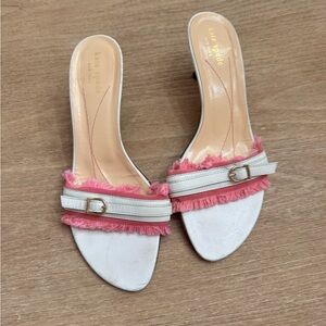Kate spade white and pink buckle slides size 8.5